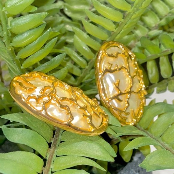 Extravagant and extraordinary VINTAGE clips earrings with shell - Picture 2 of 6